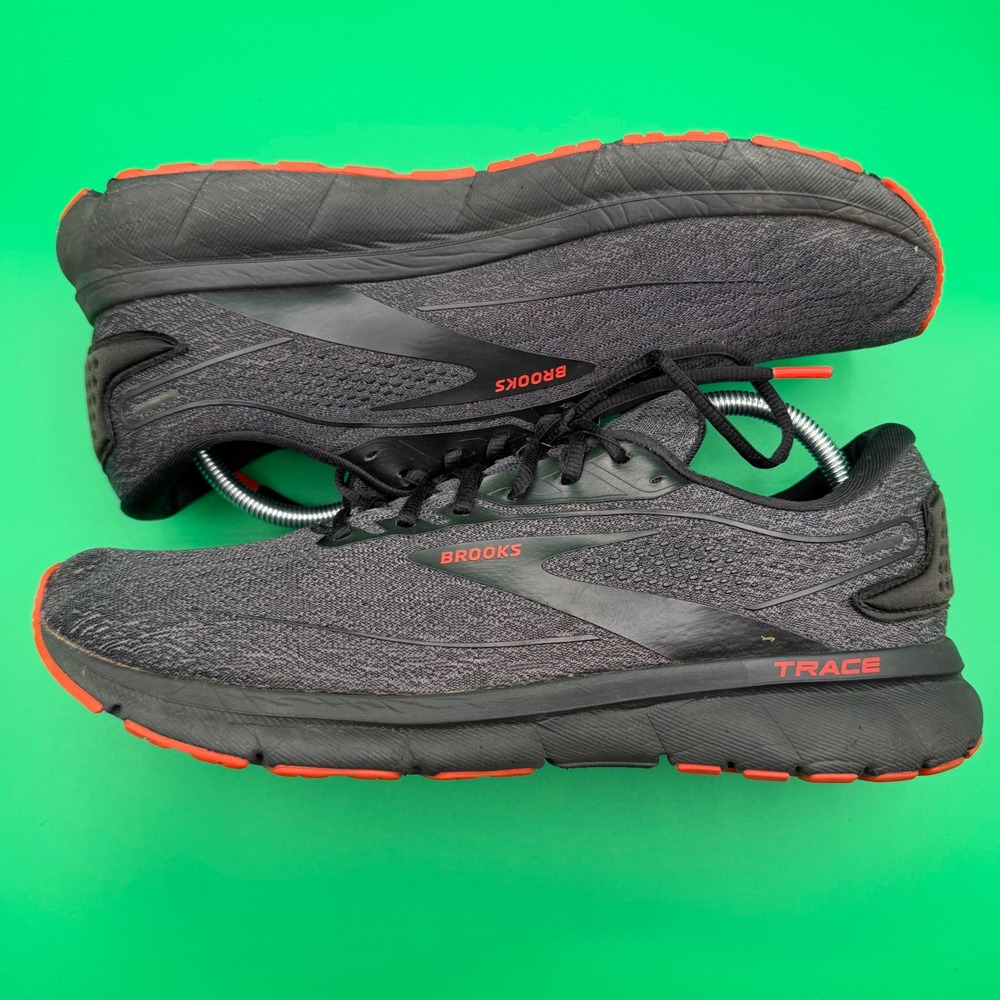 Brooks Trace 2 Running Shoes Mens 12 Black Ebony Orange Athletic Sneakers
